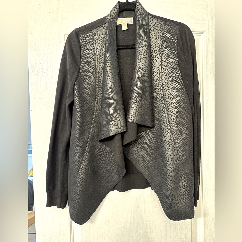 Michael Kors size S knit cardigan with leather detail
